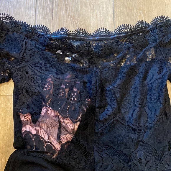 Gently worn. Across the shoulder, lace back, little black dress - Picture 3 of 4